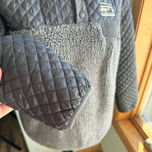 Patagonia Mixed Media Snap-T Pullover Medium Forge Grey Sherpa Quilted Jacket M - Picture 6 of 16